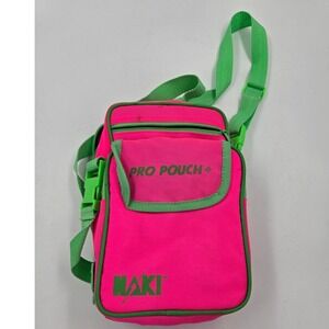 Vintage Naki Pro Pouch+ Neon Pink Green Crossbody Handheld Gaming Case Bag 90s